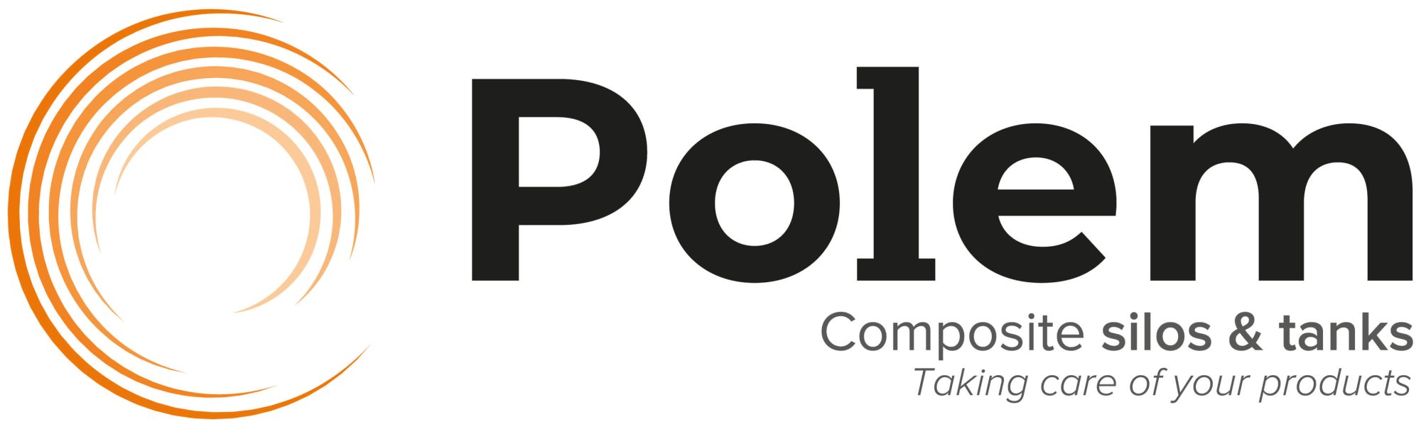 Polem B.V. logo in zwarte letters met oranje symbool