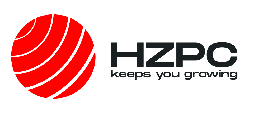 HZPC keeps you growing logo zwarte letters met rood symbool