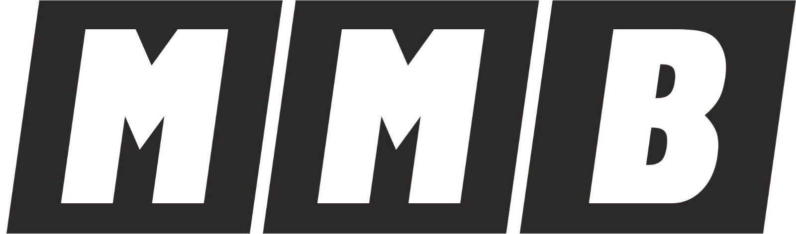 MMB logo witte letters in zwart home