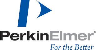 PerkinElmer logo home in zwarte grijze blauwe letters