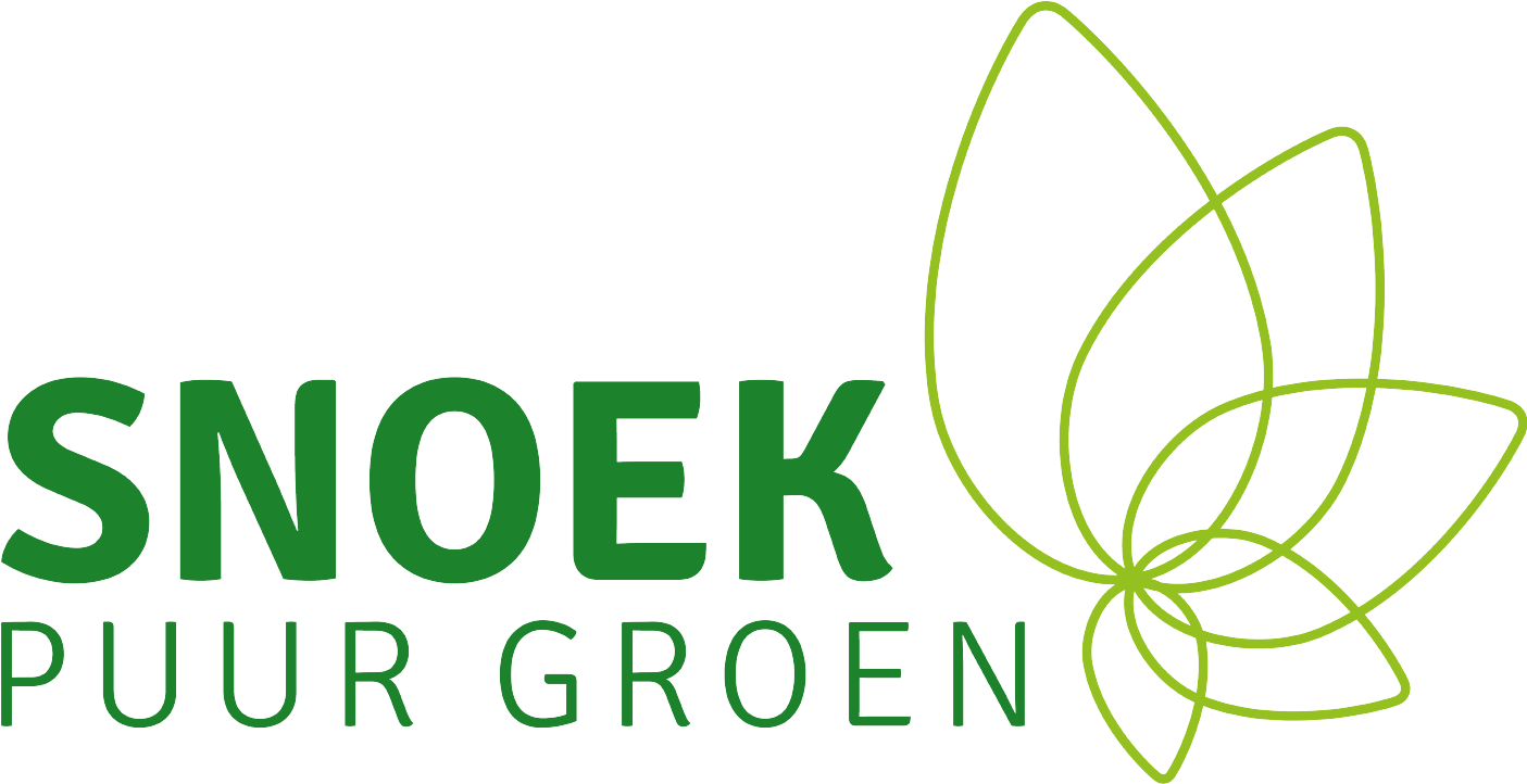 Snoep Puur Groen logo groene letters met een symbool van bladeren