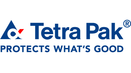 Tetra Pak protects what's good blauwe letters logo home