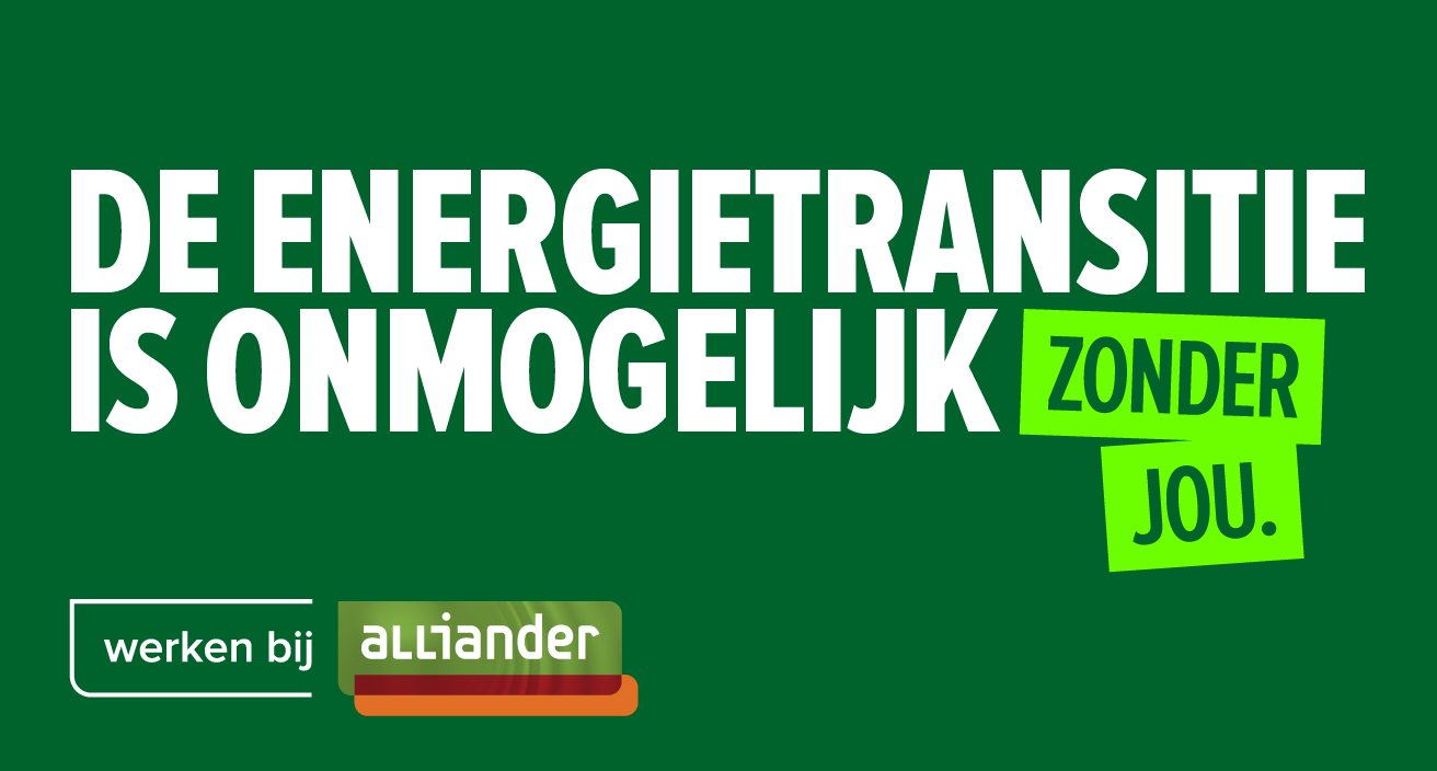 Alliander energietransitie promotie tekst groen wit oranje