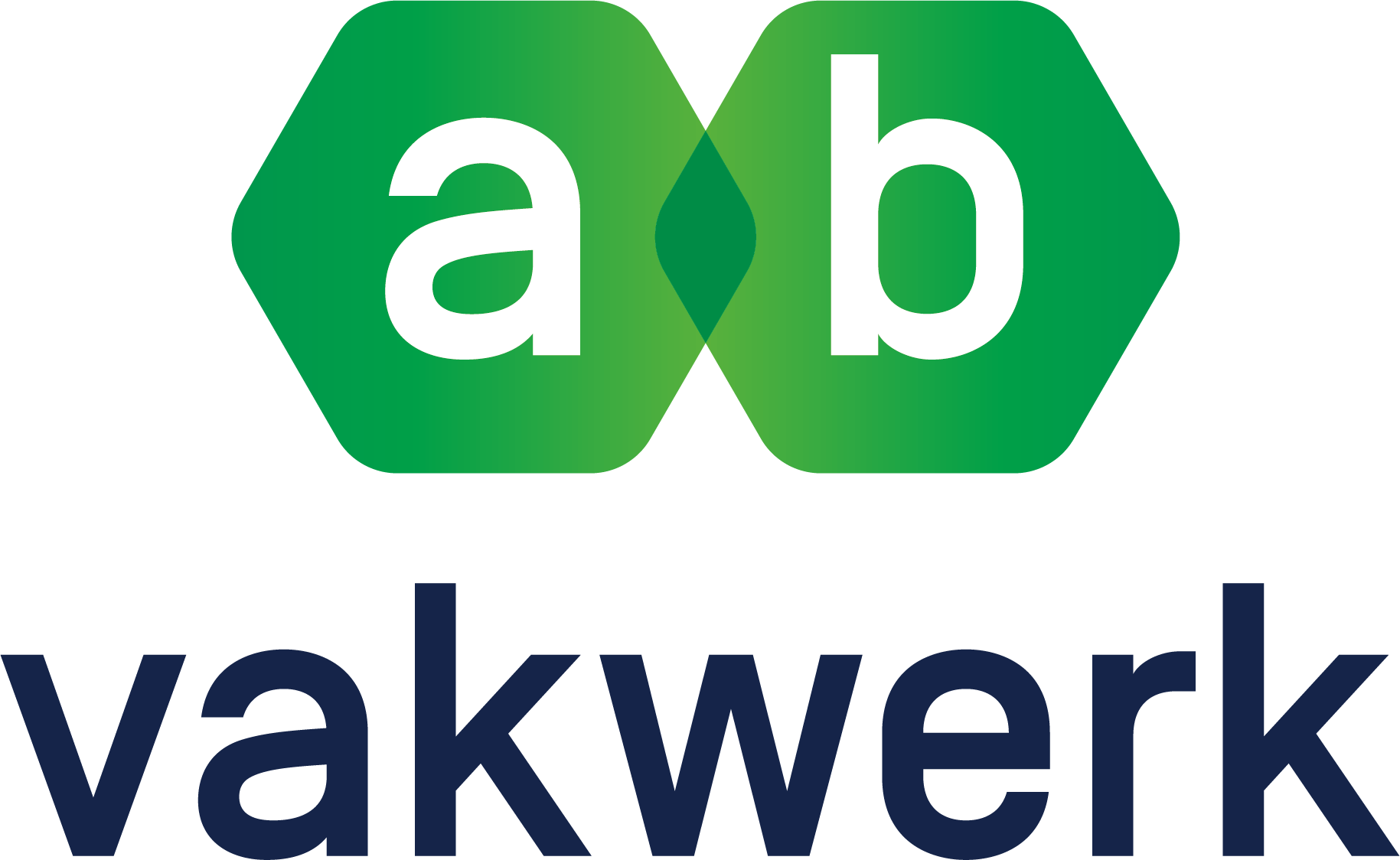 AB vakwerklogo groene letters blauwe letters